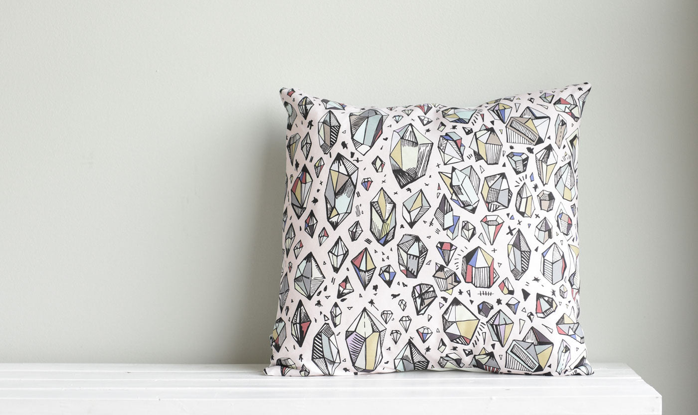 throw pillow | crystal | far view | bedface