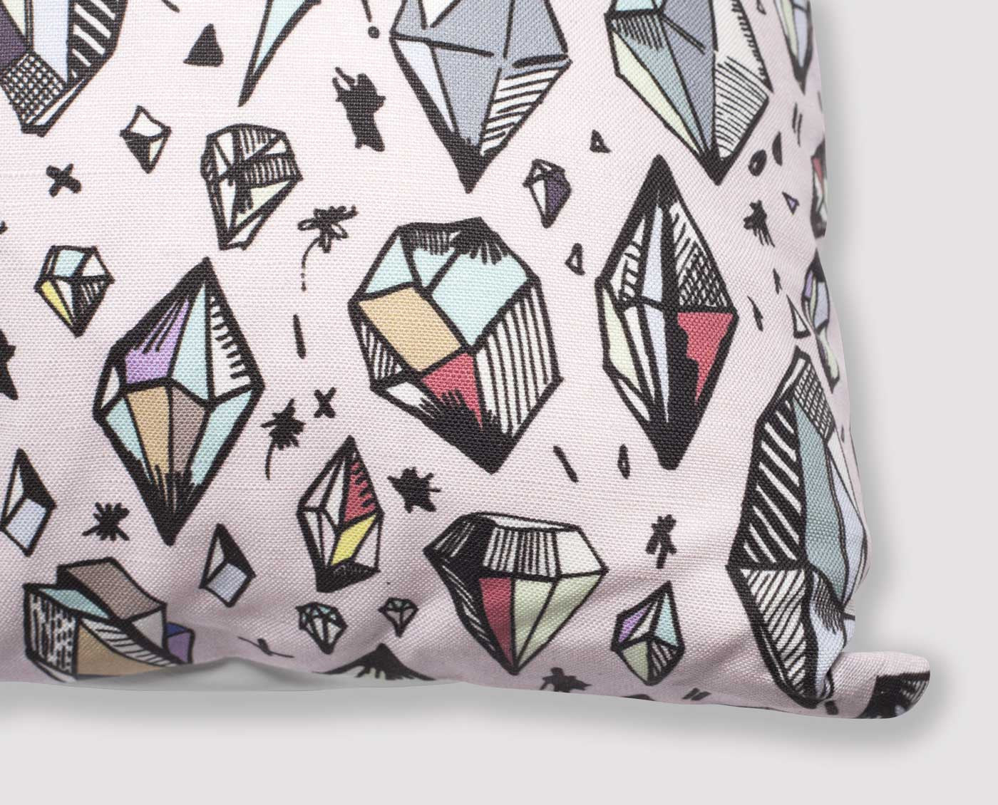 throw pillow | crystal | close up | bedface