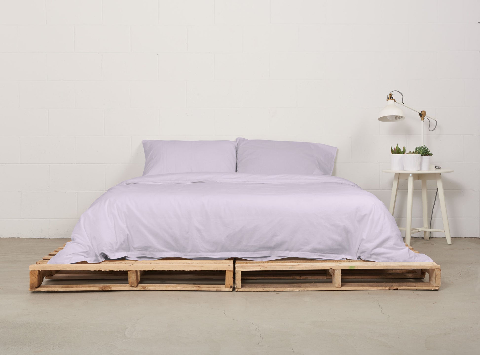 duvet cover | lavender | pallet bed | bedface